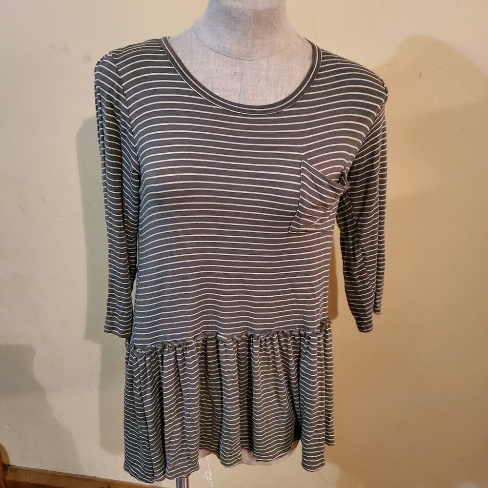 Jodifl green&white striped l tunic size small